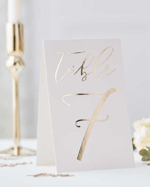 Gold Wedding Table Numbers 1-12