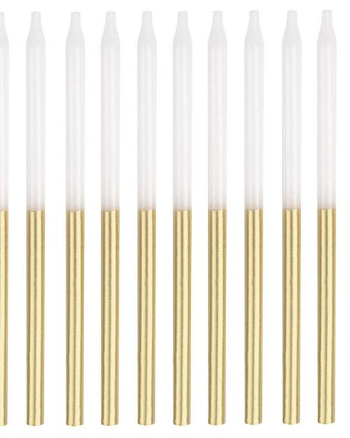 Gold & White Half Dipped Candles 12pk