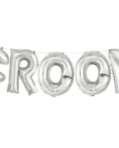 Balloon Banner Kit – Silver Groom