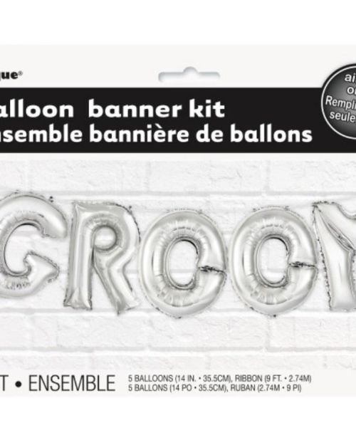 Balloon Banner Kit – Silver Groom