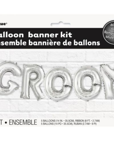 Balloon Banner Kit – Silver Groom