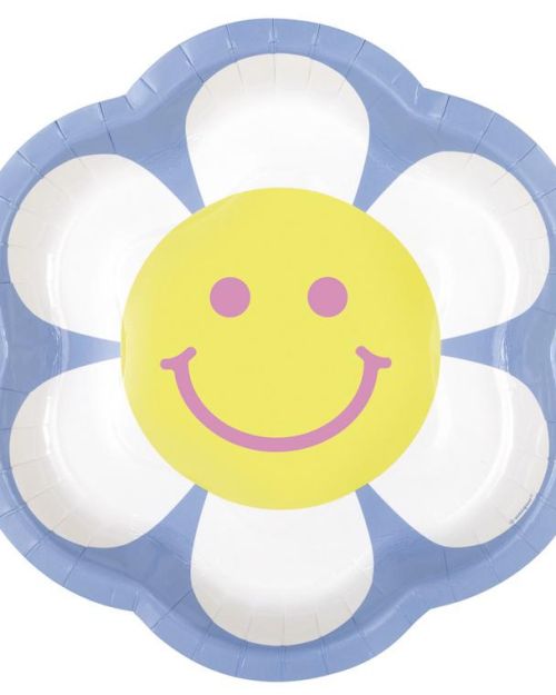 Groovy Birthday Flower Shaped Plates 8pk