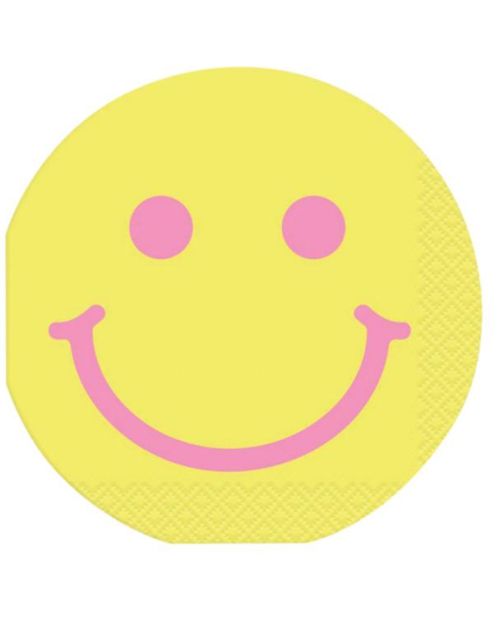 Groovy Birthday Smiley Face Beverage Napkins 16pk