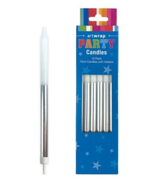 Half Dip Candles 12pk – Silver