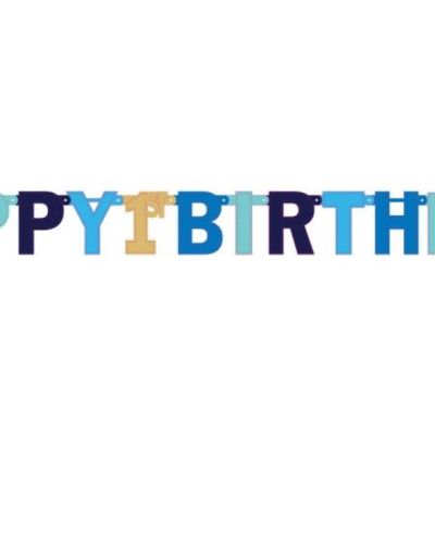 Happy 1st Birthday Jumbo Letter Banner – Blue