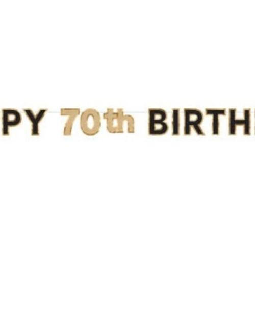 Happy 70th Birthday Bunting – Black & Gold