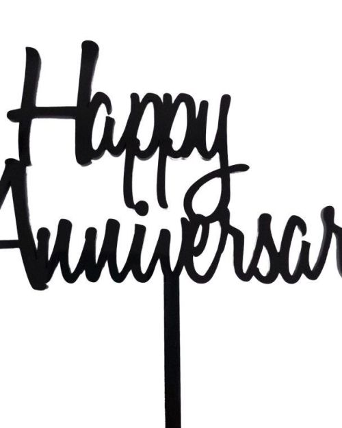 Happy Anniversary Cake Topper – Black