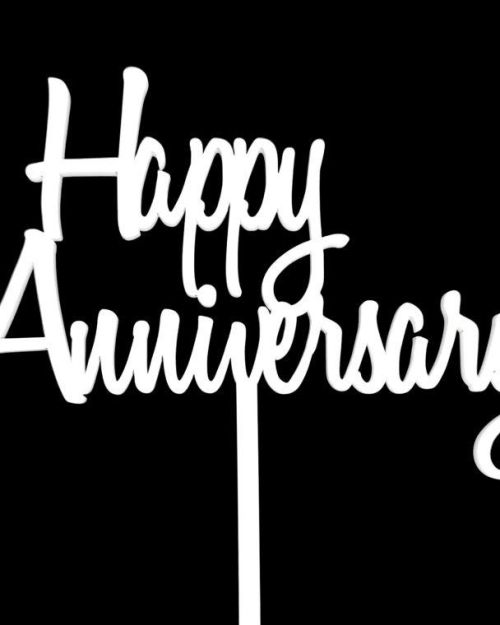 Happy Anniversary Cake Topper – White