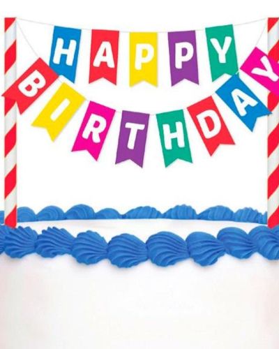 Rainbow Bunting Cake Topper