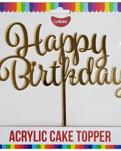 GoBake Happy Birthday Cake Topper – Gold