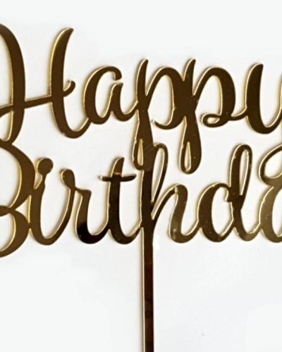 GoBake Happy Birthday Cake Topper – Gold