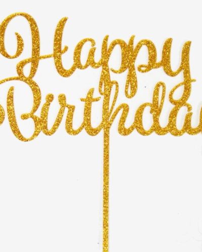 GoBake Happy Birthday Cake Topper – Gold Glitter