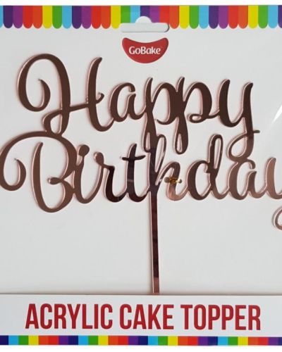GoBake Happy Birthday Cake Topper – Rose Gold