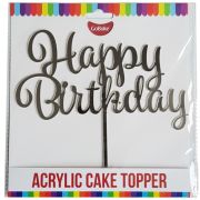 GoBake Happy Birthday Cake Topper – Silver