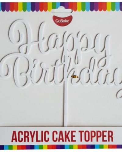 GoBake Happy Birthday Cake Topper – White