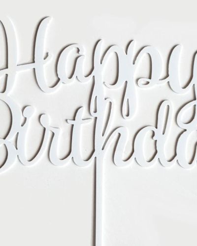 GoBake Happy Birthday Cake Topper – White