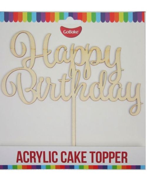 GoBake Happy Birthday Cake Topper – Wood
