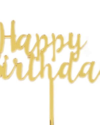 Happy Birthday Cake Topper – Gold Acrylic