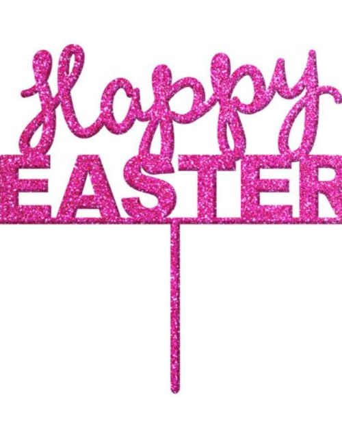 Easter Cake Topper – Pink Glitter