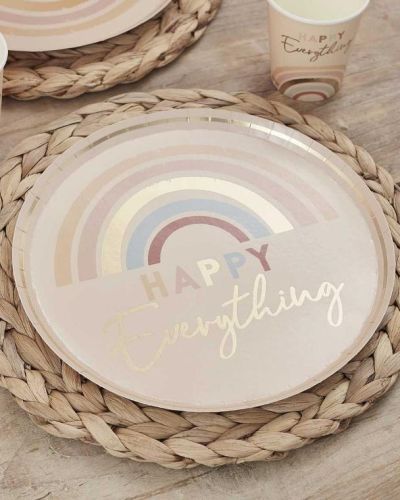 Happy Everything Rainbow Plates 8pk