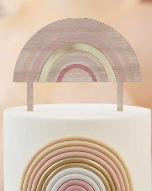Happy Everything Rainbow Wooden Cake Topper
