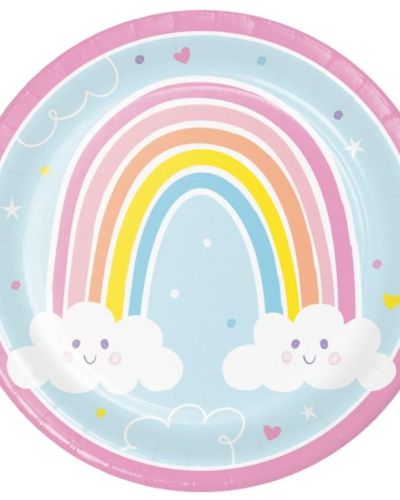 Happy Rainbow Dinner Plates 8pk
