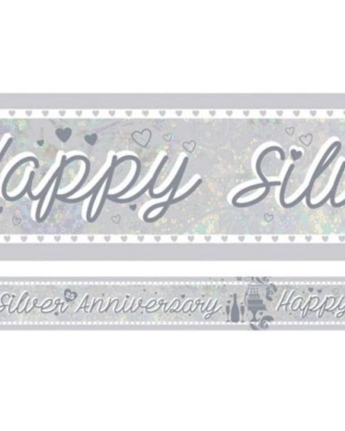 Foil Happy Silver Anniversary Banner