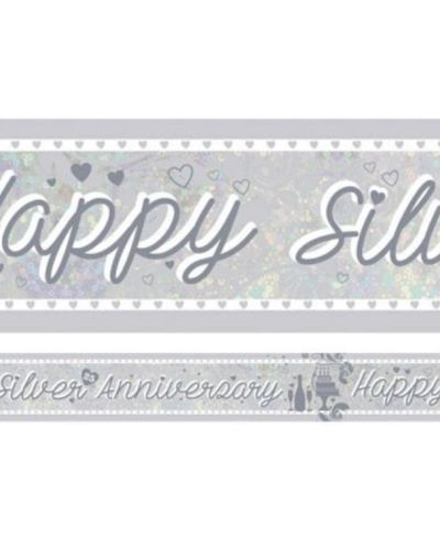 Foil Happy Silver Anniversary Banner