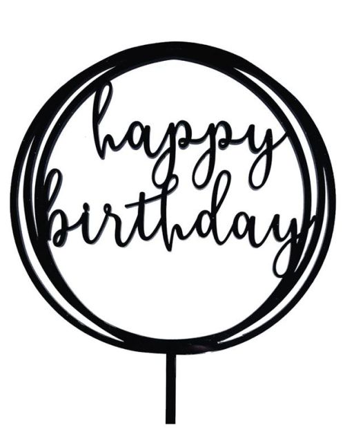 Circle Happy Birthday Topper – Black