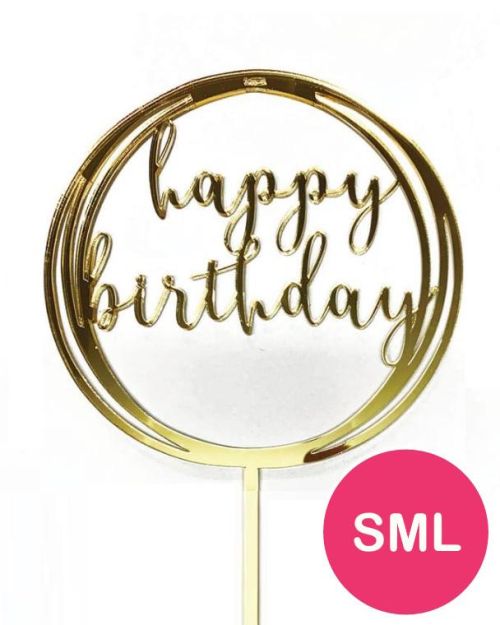 Circle Happy Birthday Topper – Gold Small