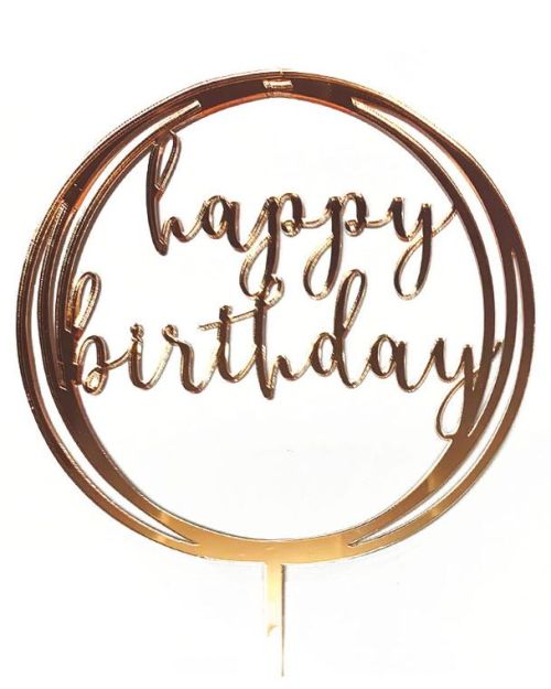 Circle Happy Birthday Topper – Rose Gold