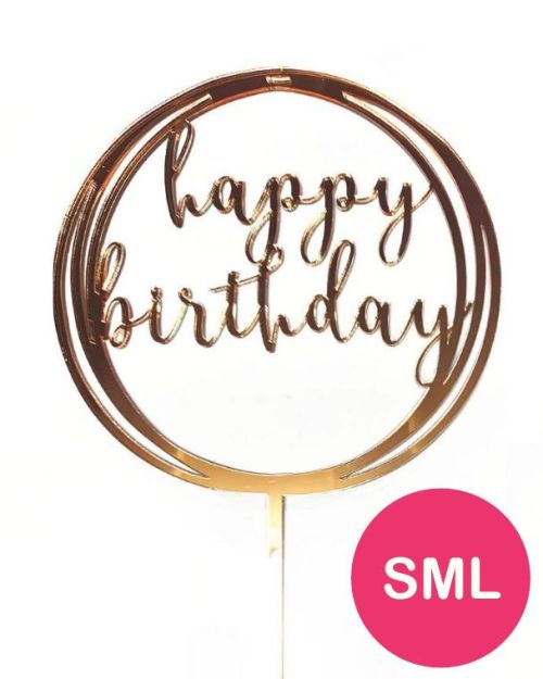 Circle Happy Birthday Topper – Rose Gold Small