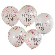 Hello 18 Rainbow Confetti Balloons 5pk
