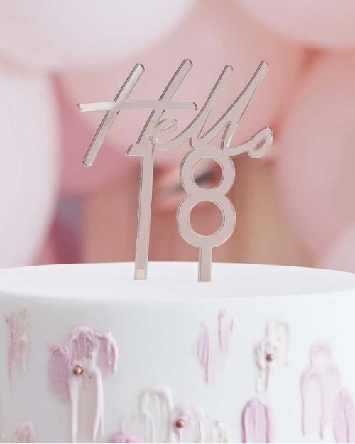 Hello 18 Rose Gold Cake Topper