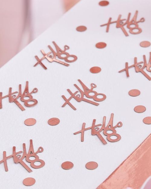 Hello 18 Rose Gold Confetti
