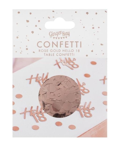 Hello 18 Rose Gold Confetti