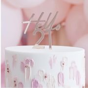 Hello 21 Rose Gold Cake Topper