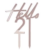 Hello 21 Rose Gold Cake Topper