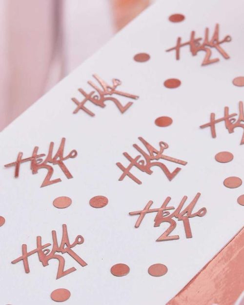 Hello 21 Rose Gold Confetti