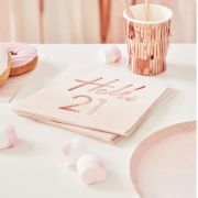 Hello 21 Rose Gold Napkins 16pk