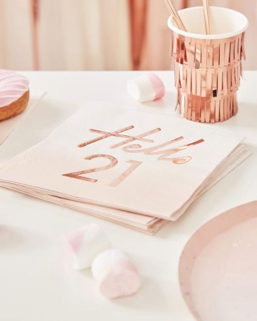 Hello 21 Rose Gold Napkins 16pk