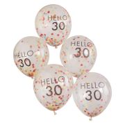 Hello 30 Rainbow Confetti Balloons 5pk
