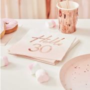 Hello 30 Rose Gold Napkins 16pk