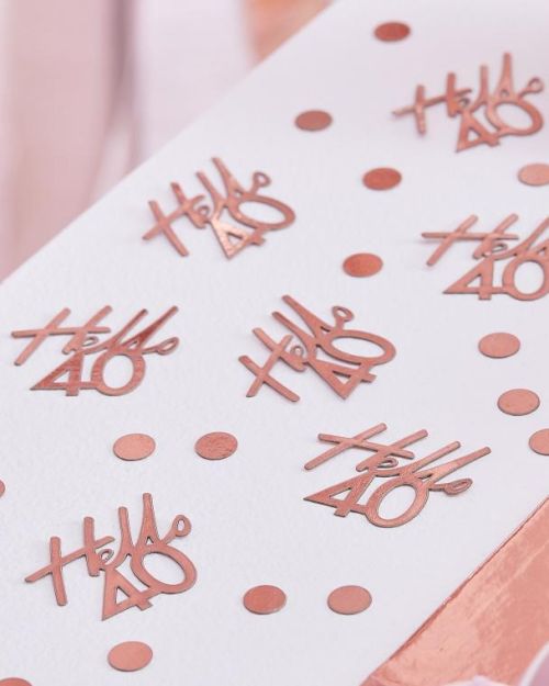 Hello 40 Rose Gold Confetti