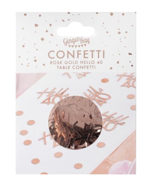 Hello 40 Rose Gold Confetti