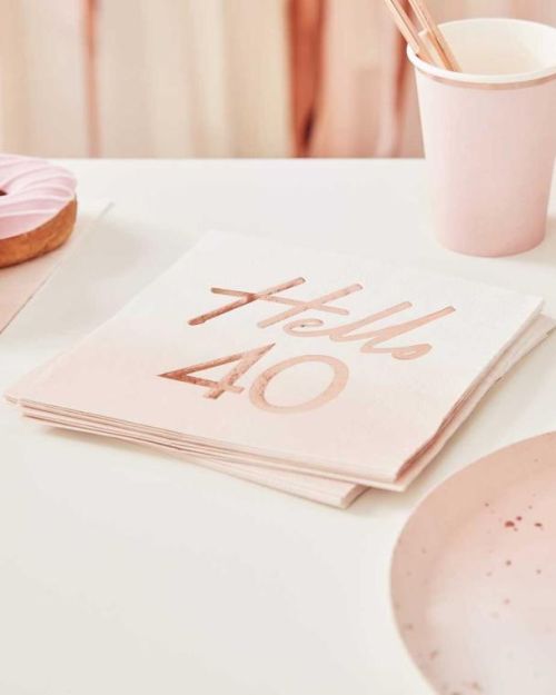 Hello 40 Rose Gold Napkins 16pk