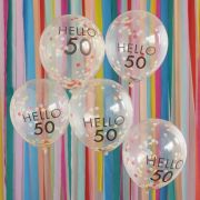 Hello 50 Rainbow Confetti Balloons 5pk