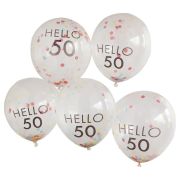 Hello 50 Rainbow Confetti Balloons 5pk