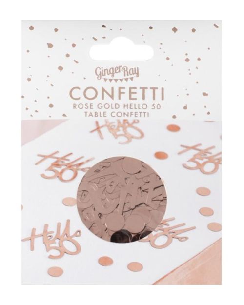 Hello 50 Rose Gold Confetti