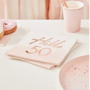 Hello 50 Rose Gold Napkins 16pk